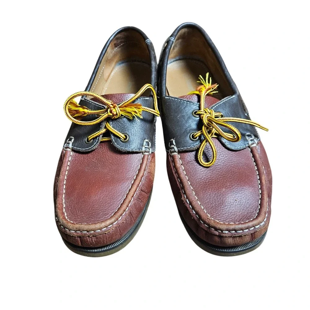 Samuel Windsor Deck Boat Shoes Mens Two Tone‎ Black Burgundy Leather Size 10